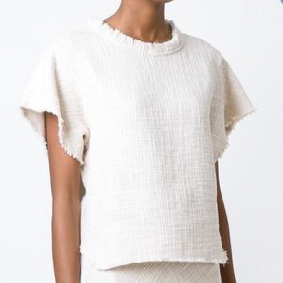 IRO Cream Tweed Shortsleeve Dorthy Top Size EU 36 - Picture 6 of 6